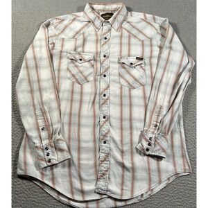 Vintage Sears Roebucks Shirt Mens XL 17-17.5 Western Wear Band Collar Pearl Snap